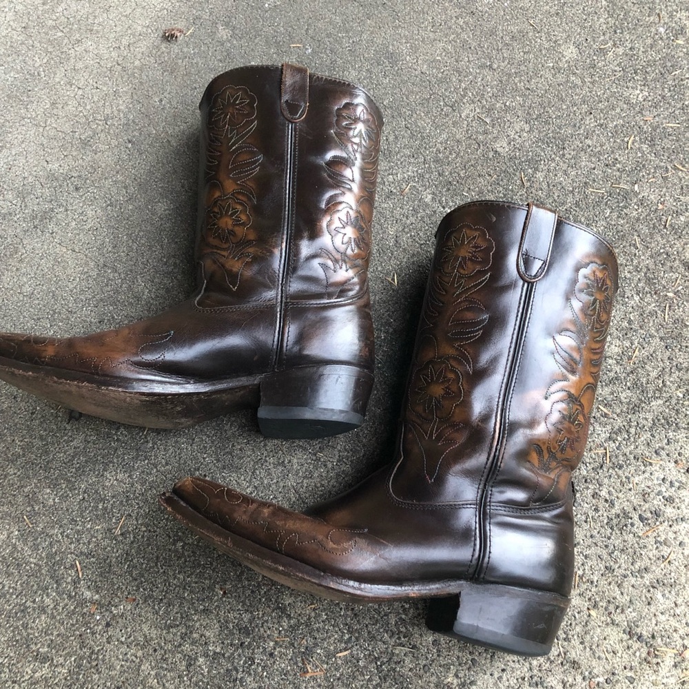 Vintage double H/H leather cowboy western boots